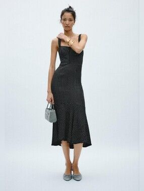Zara | Dresses | Nwt Zara Black Knit Dress With Pearls Womens Size Medium